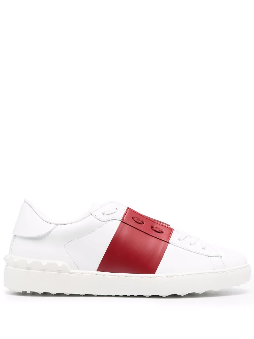 contrast-band leather sneakers - 1