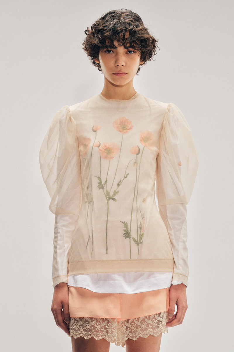 Sheer Draped Sleeve Top 4