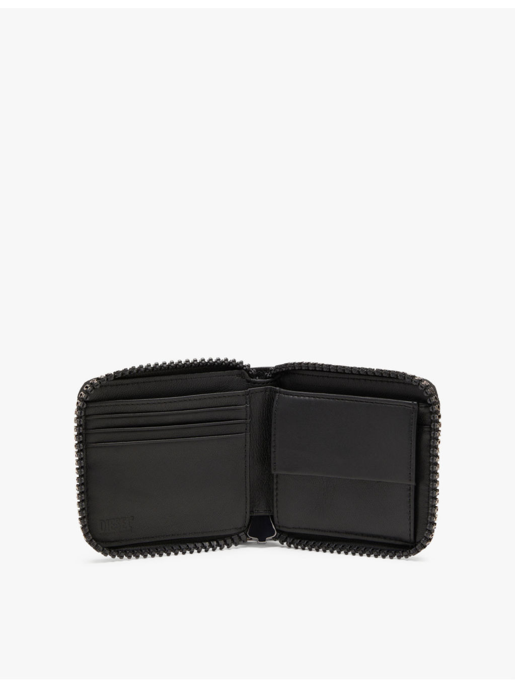Bi-fold applique-lettering leather wallet - 4
