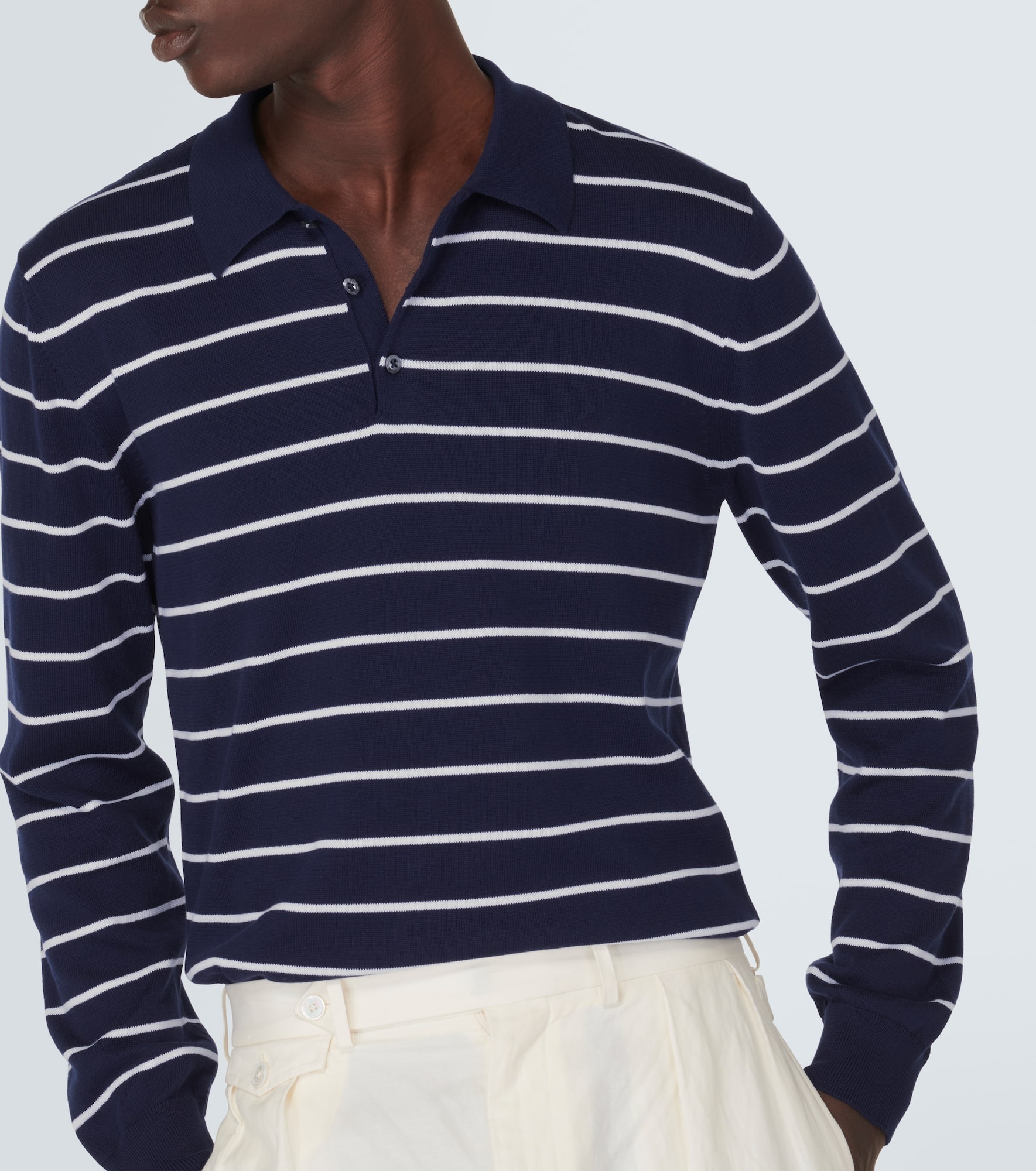 Striped cotton piqué polo shirt - 5