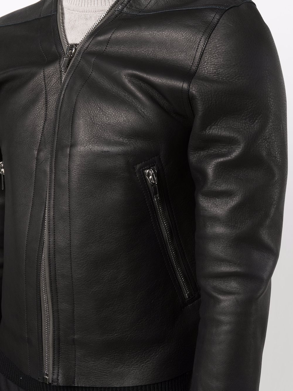 cropped leather jacket - 5