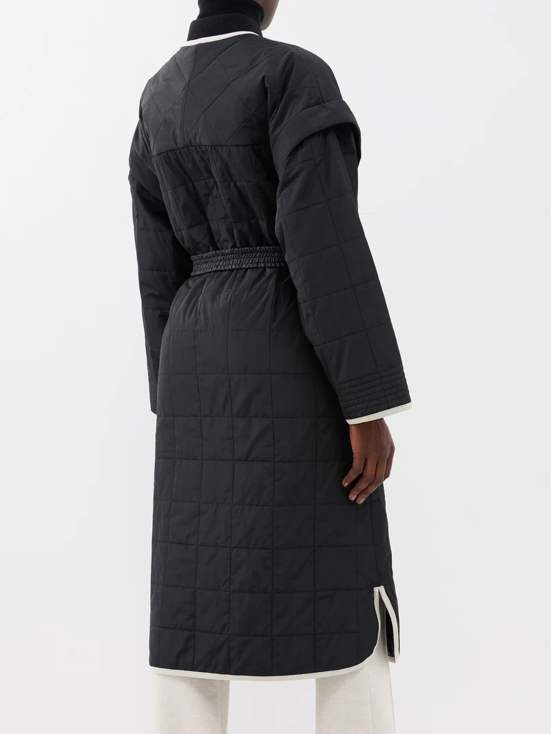 Isabella removable-sleeves quilted-satin coat - 5