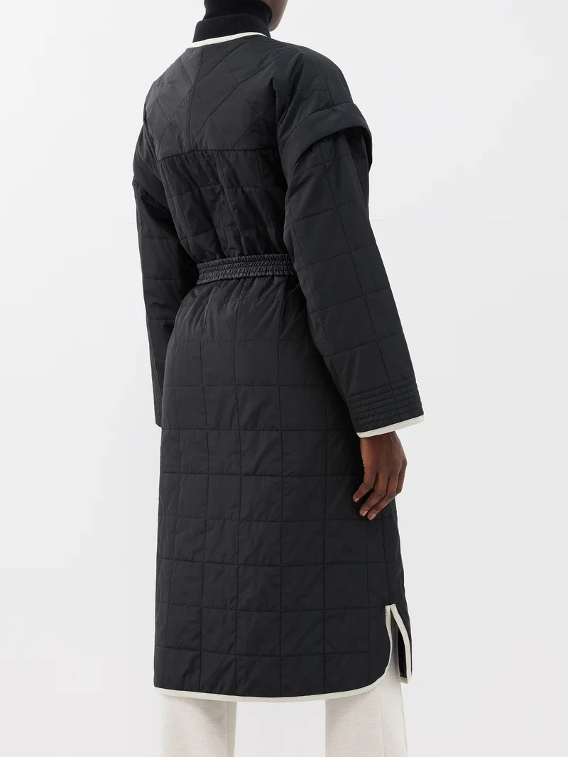 Isabella removable-sleeves quilted-satin coat 5