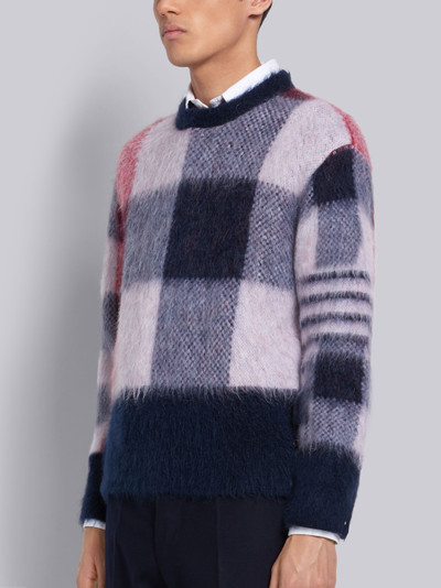 Thom Browne Tricolor Buffalo Check Funmix Super Kid Mohair Crew Neck 4-Bar Pullover outlook