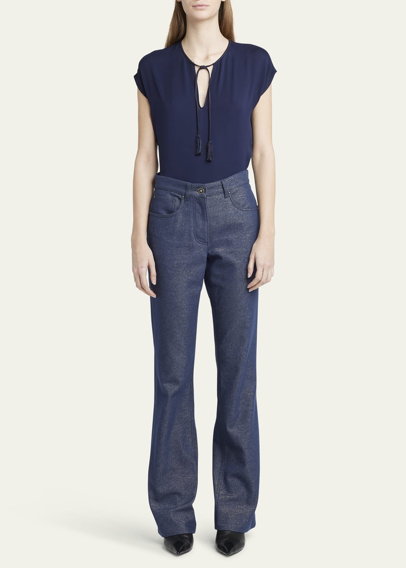 GIORGIO ARMANI Bootleg Denim Jeans with Logo Embroidery outlook