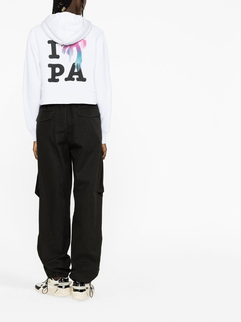 Palm Angels logo-print cotton hoodie outlook