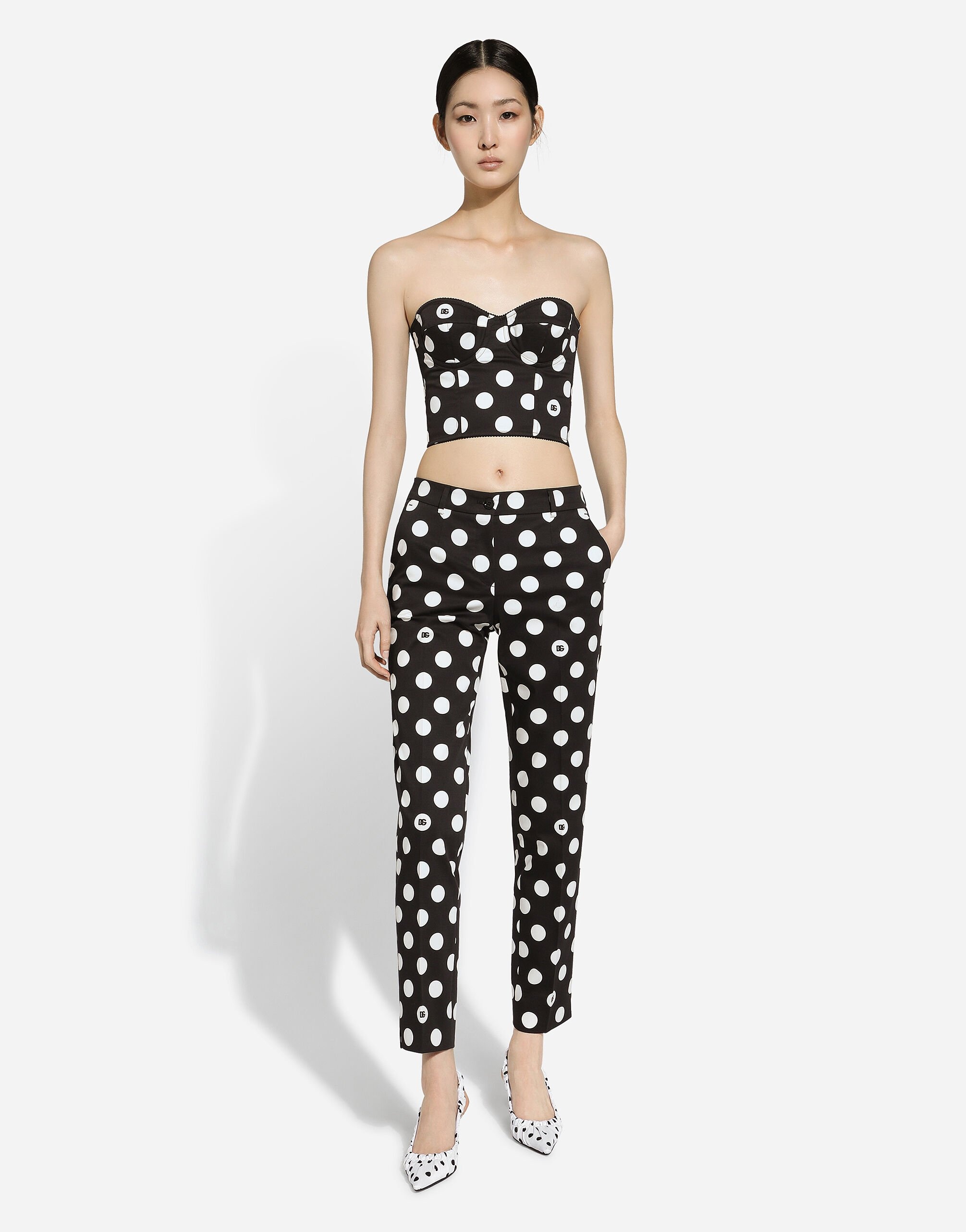 Cotton pants with polka-dot print - 6