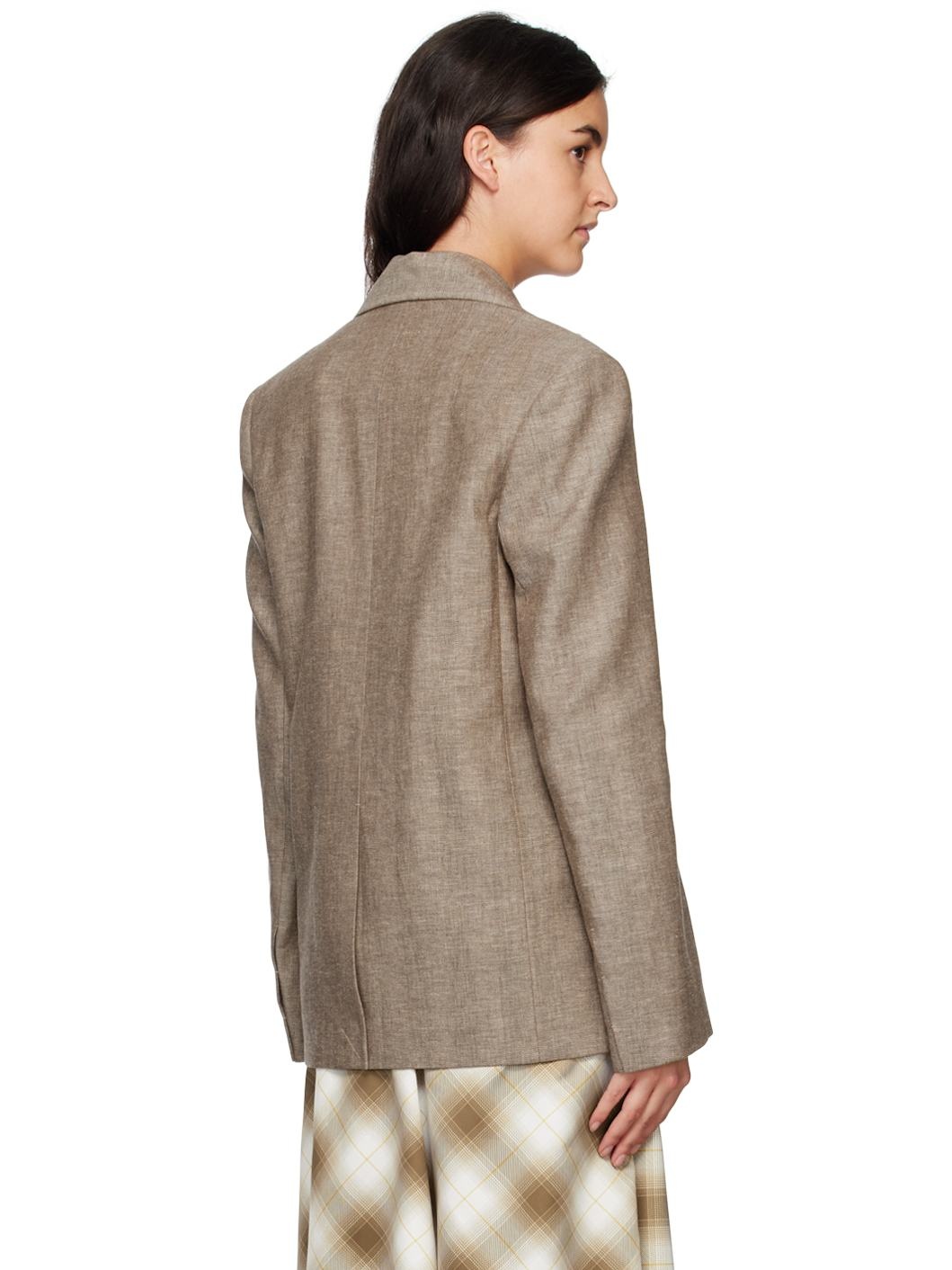 Brown Striped Blazer - 3