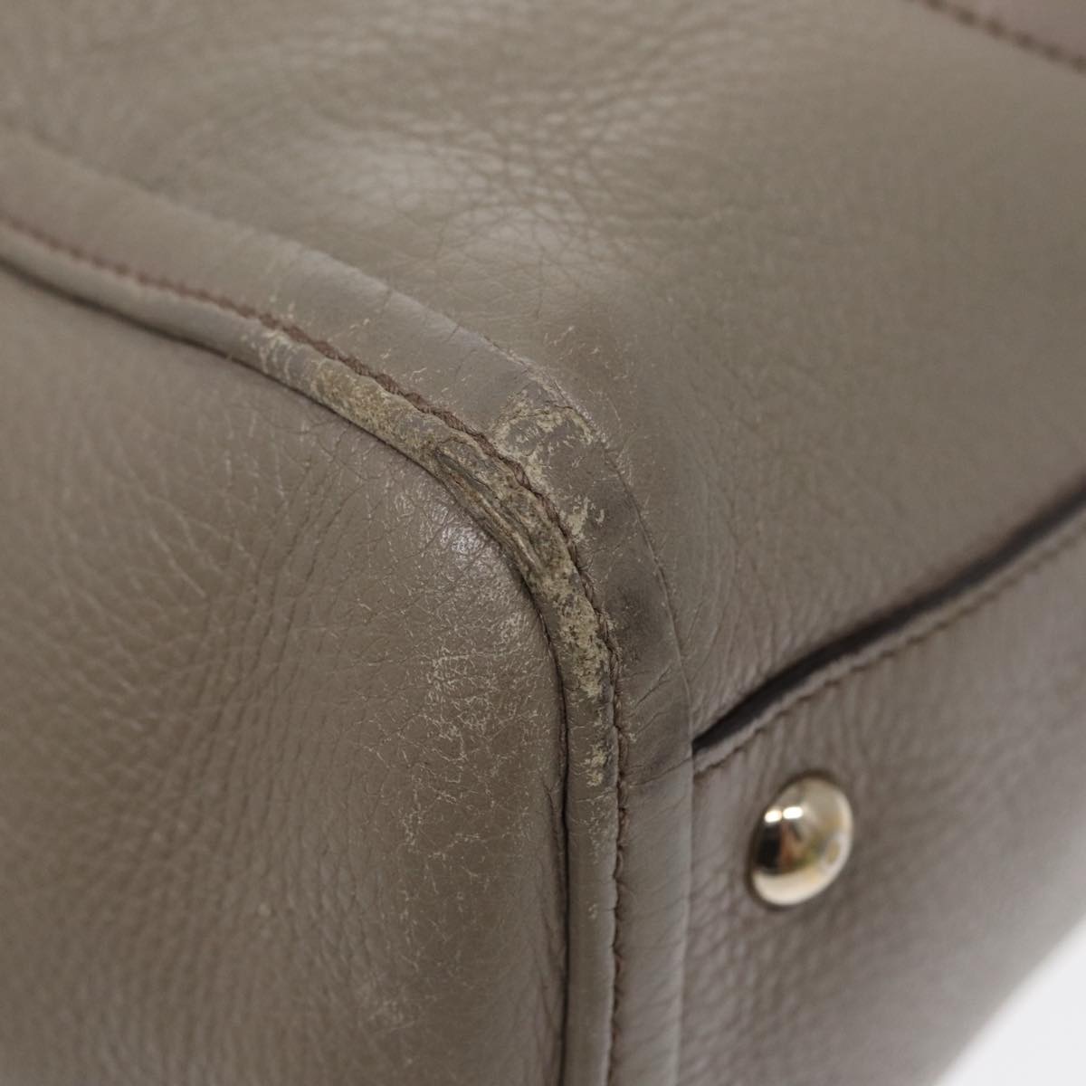 GUCCI Hand Bag Leather Gray Gold - 14