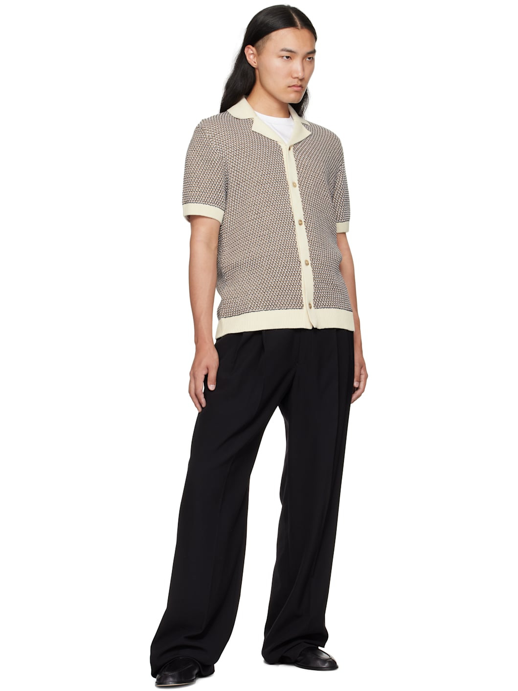 Beige Regular-Fit Knit Cotton Shirt - 4