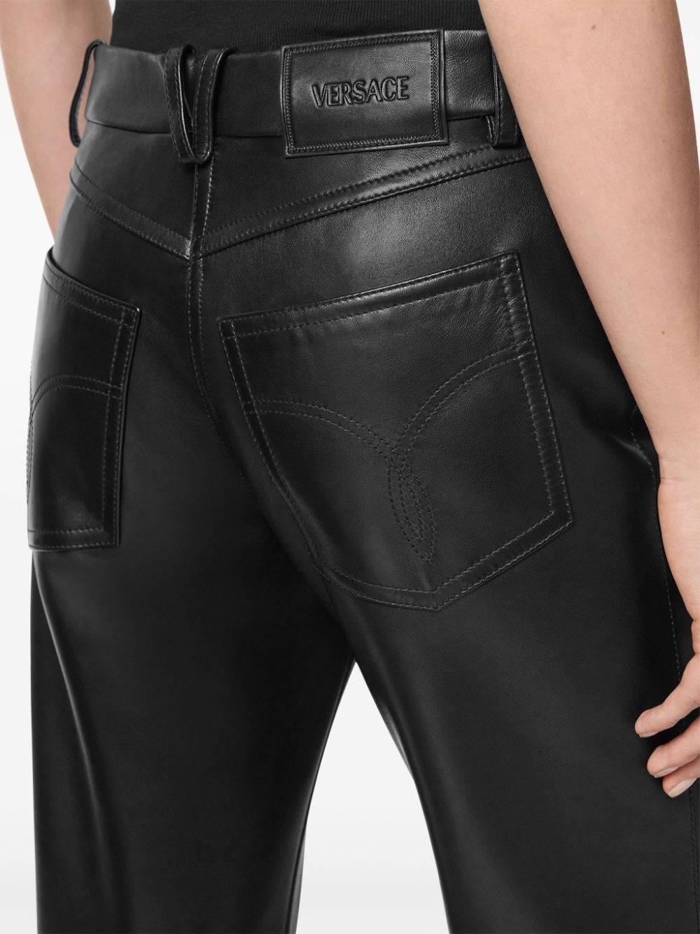 leather straight trousers - 5