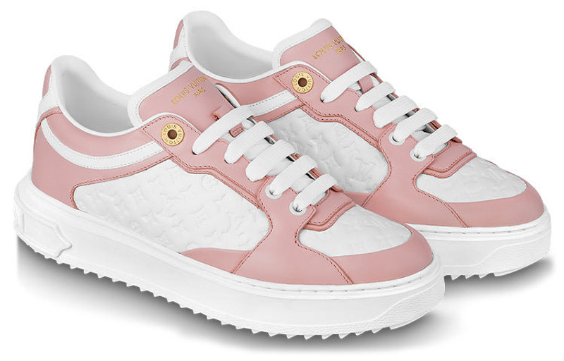 Louis Vuitton (WMNS) LOUIS VUITTON Time Out Sneakers 'White Mini Monogram Pink' 1ABURV outlook