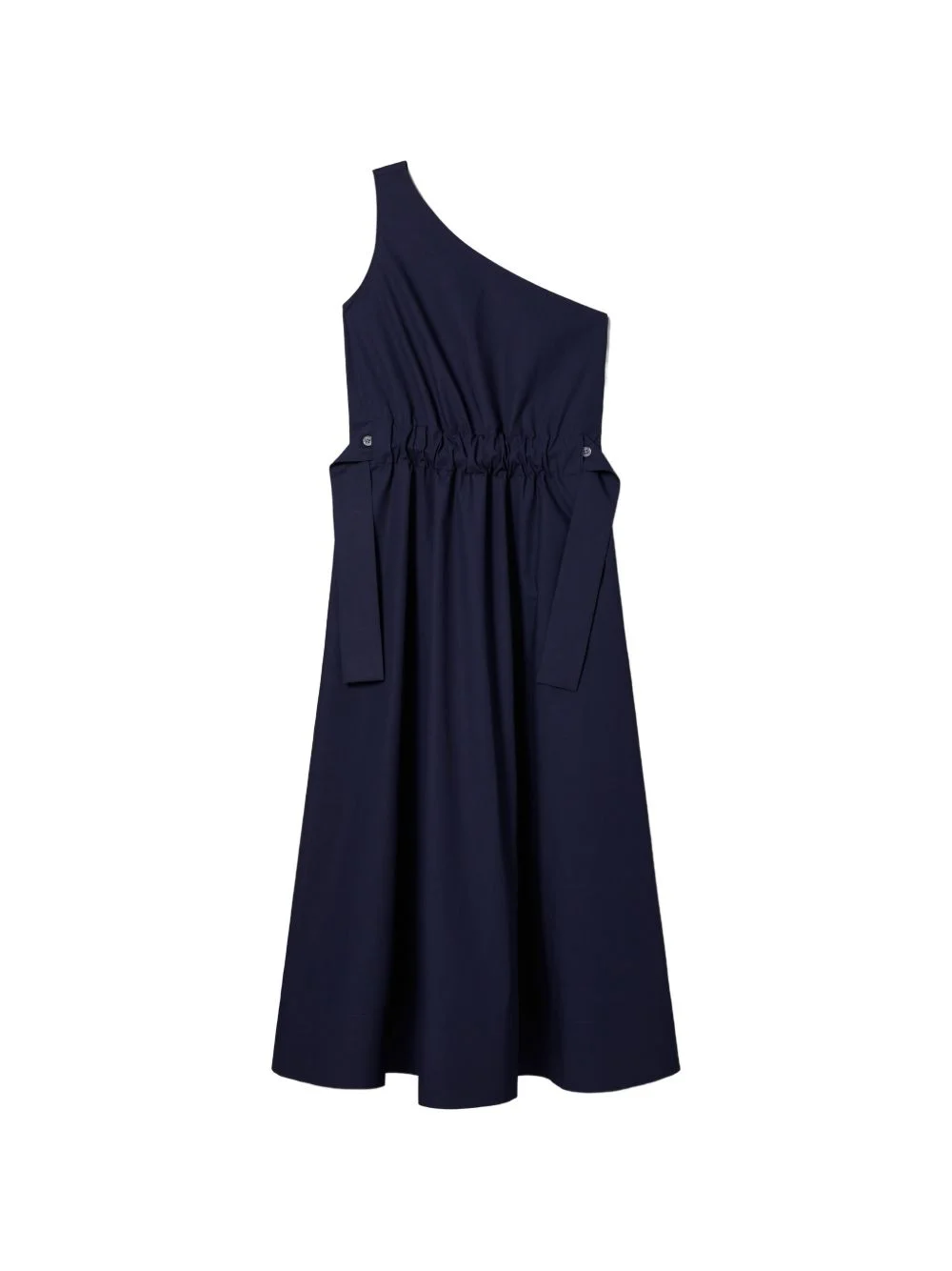 one-shoulder belted cotton dress - 1