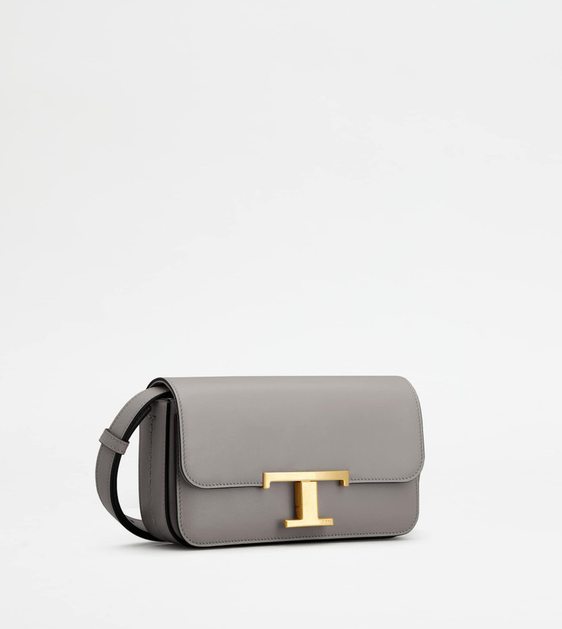 T TIMELESS CROSSBODY BAG IN LEATHER MICRO - GREY 3