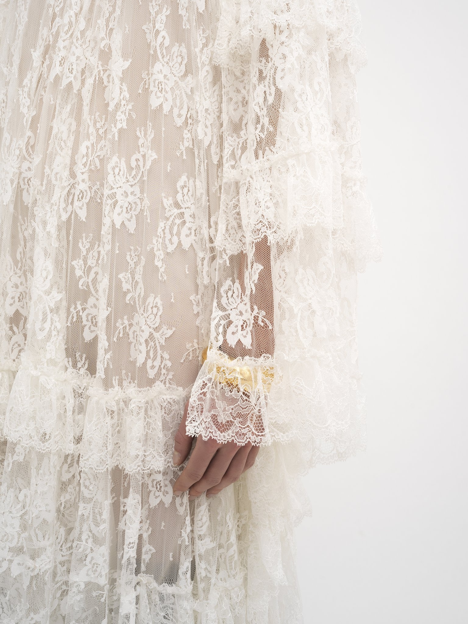 LONG RUFFLE DRESS IN SILK LACE - 8