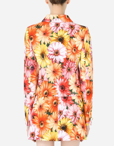 Dolce & Gabbana Cropped cady jacket with gerbera-daisy print and pearl DG buttons outlook