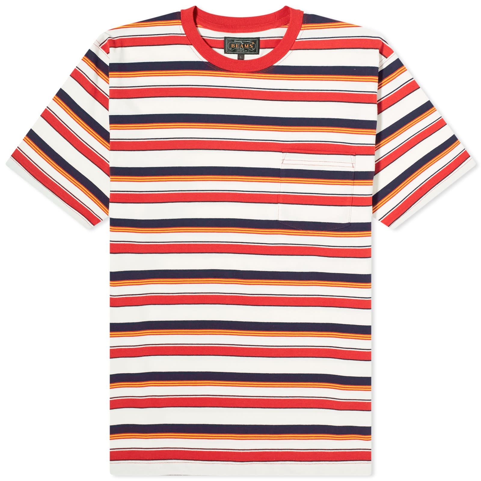 Beams Plus Multi Stripe Pocket T-Shirt - 1