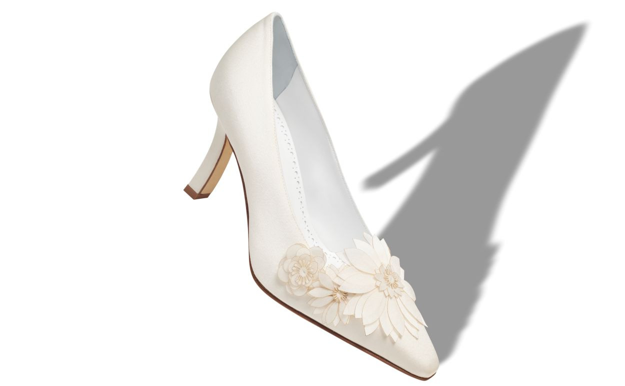 White Crepe Satin Pumps - 2