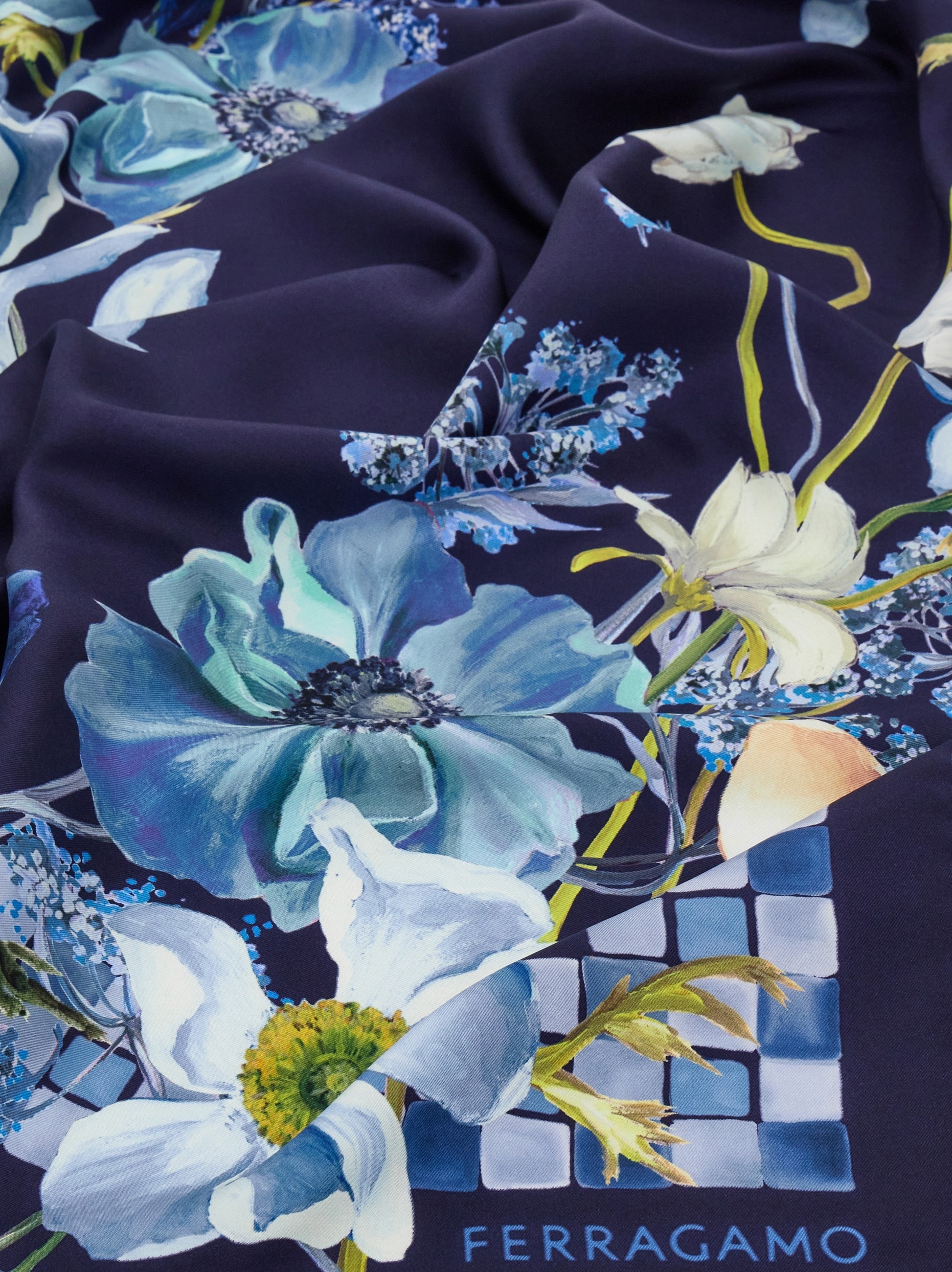 Fiori print silk scarf - 2