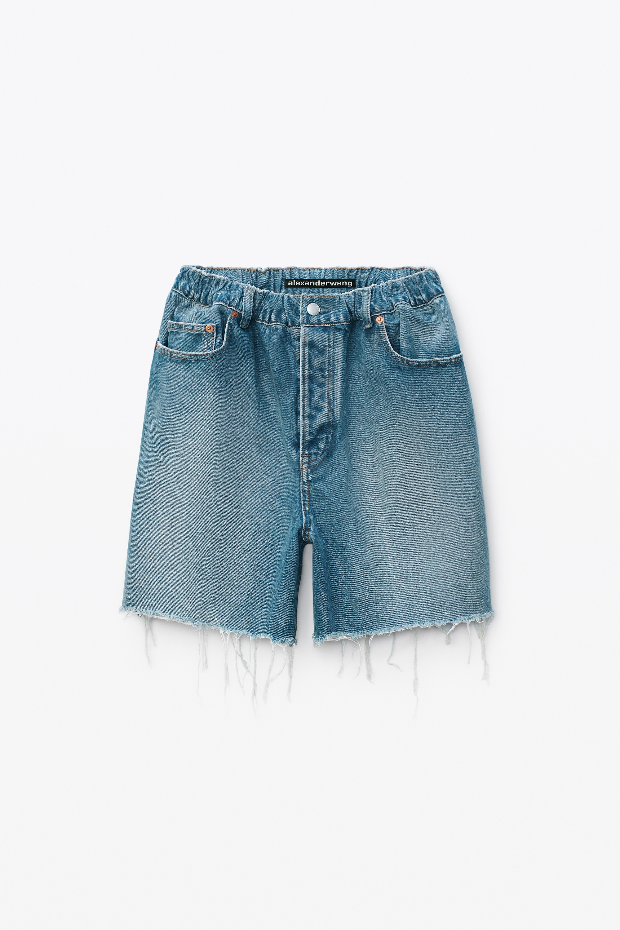 RUCHED WAIST BAGGY SHORT IN DENIM - 1