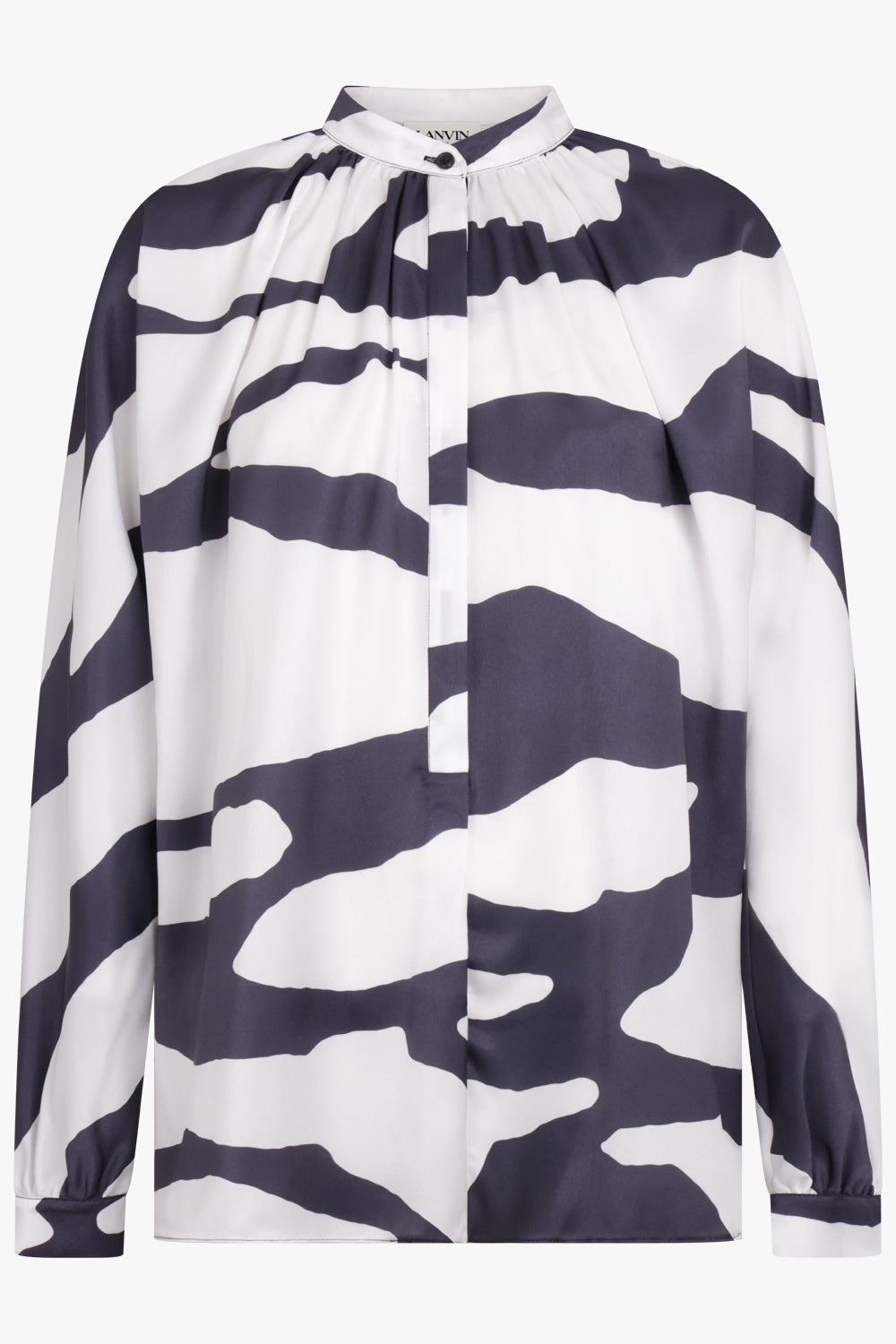 ABSTRACT PRINT L/S BLOUSE | WHITE/BLACK - 1