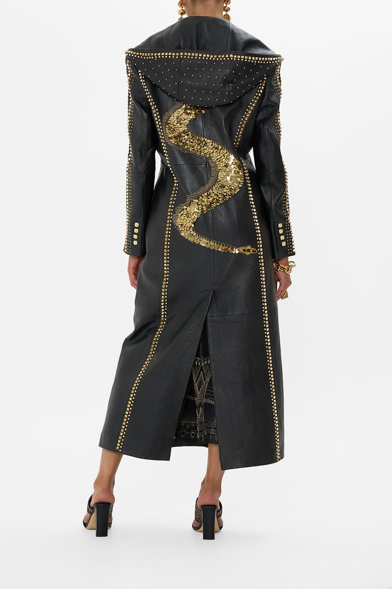 LONG LEATHER COAT WITH HOOD 3