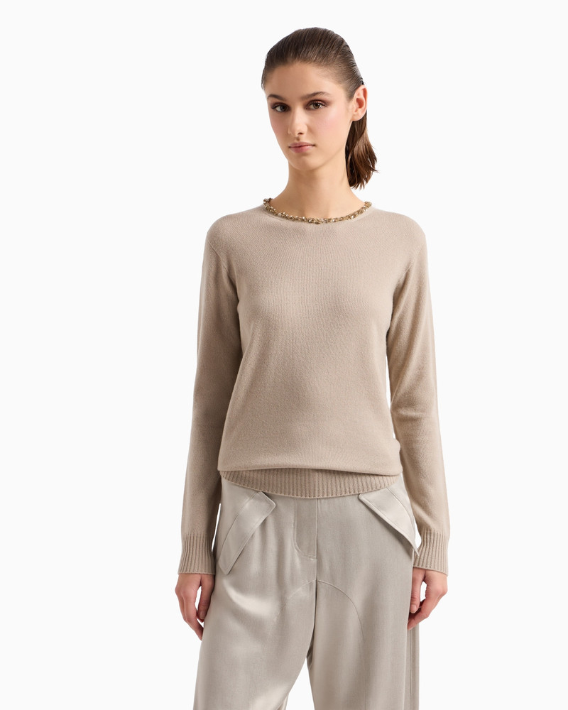 GIORGIO ARMANI CASHMERE CREW-NECK JUMPER WITH EMBROIDERY outlook