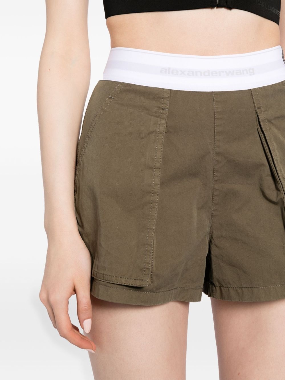 logo-waistband cotton cargo shorts - 5