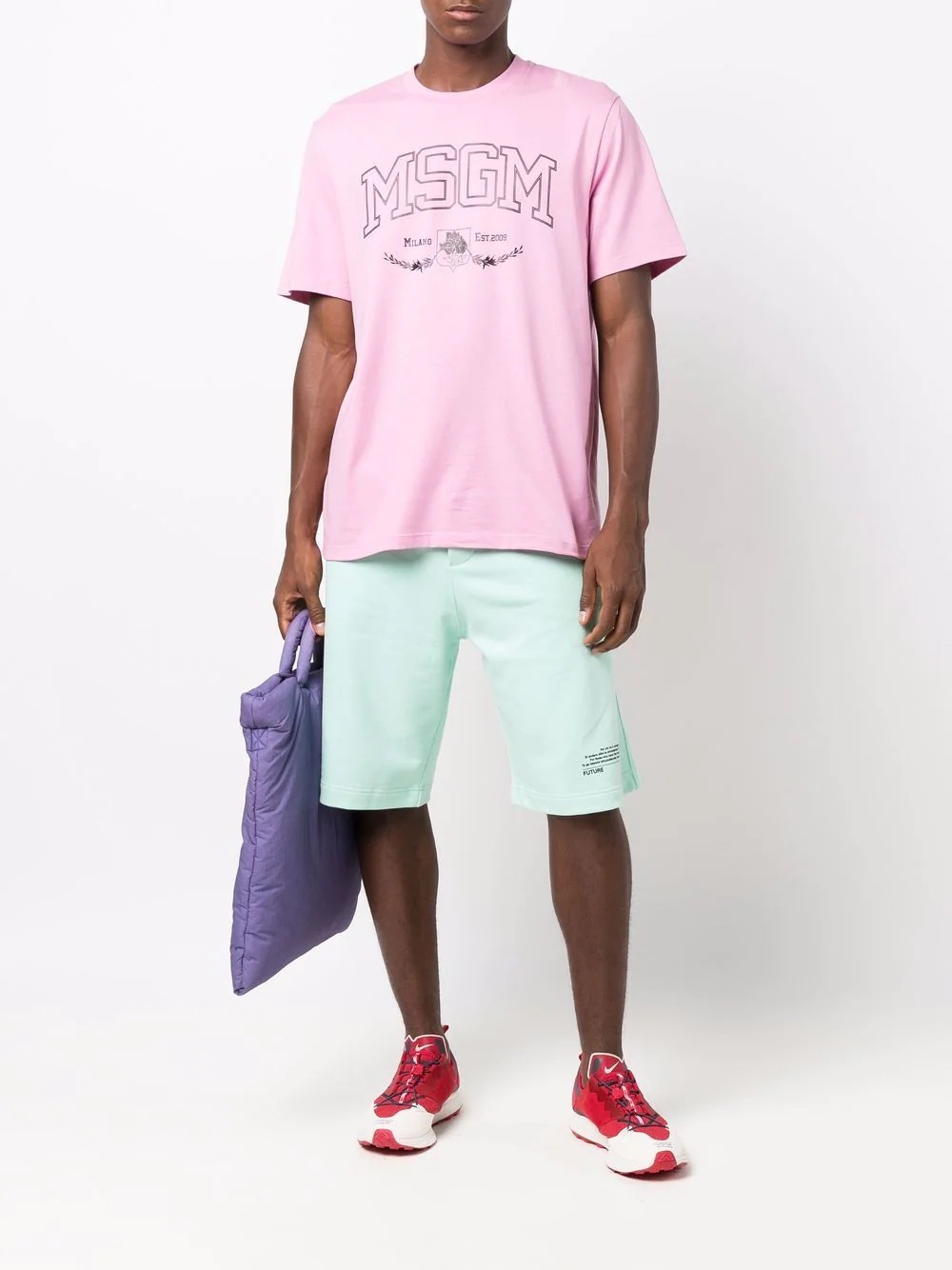 knee-length cotton track shorts - 3