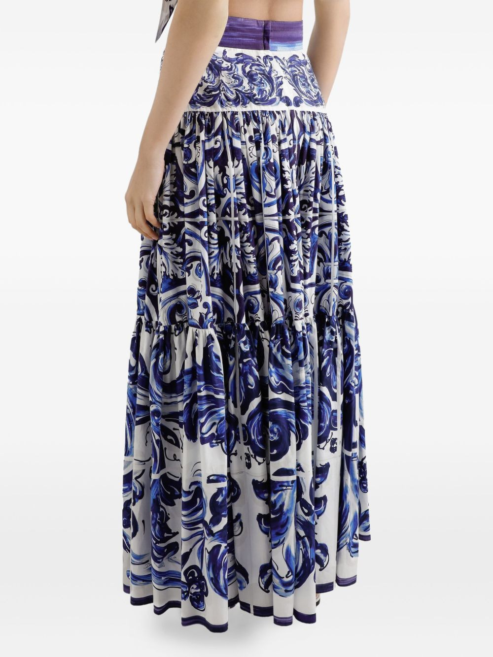 Majolica-print tiered skirt - 4
