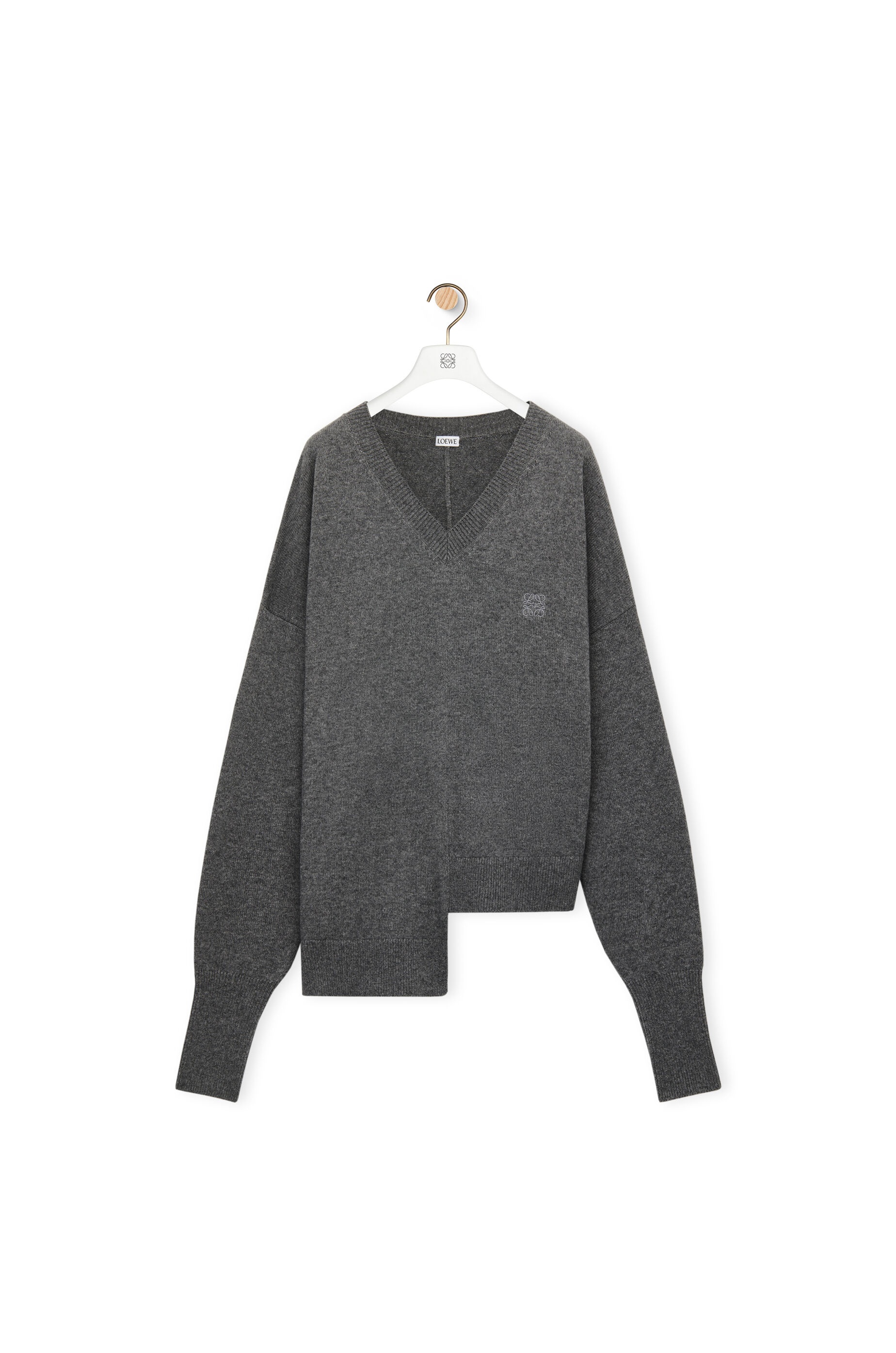 Asymmetric V-neck sweater in cashmere - 1