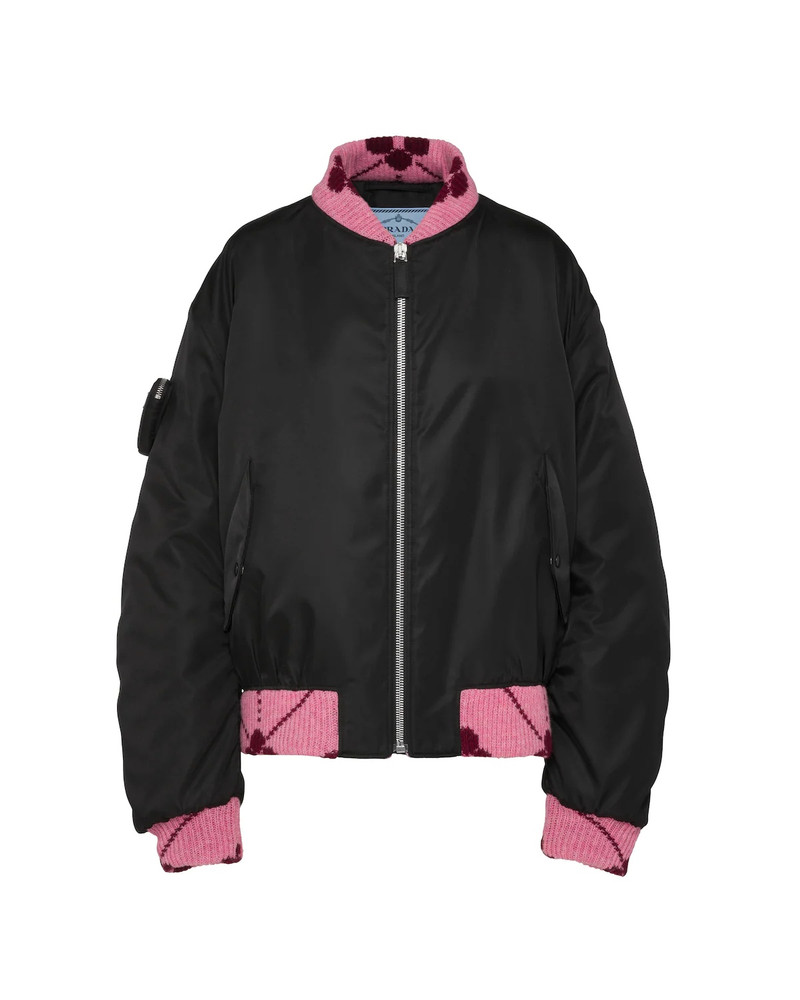 Re-Nylon bomber jacket with jacquard details - 1