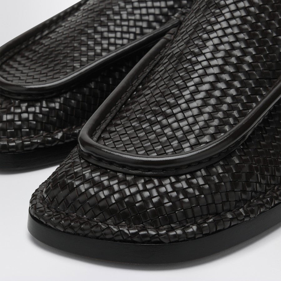 Bottega Veneta Men Daddy Moccasins In Dark Chocolate Color Made Of Woven Leather - 5