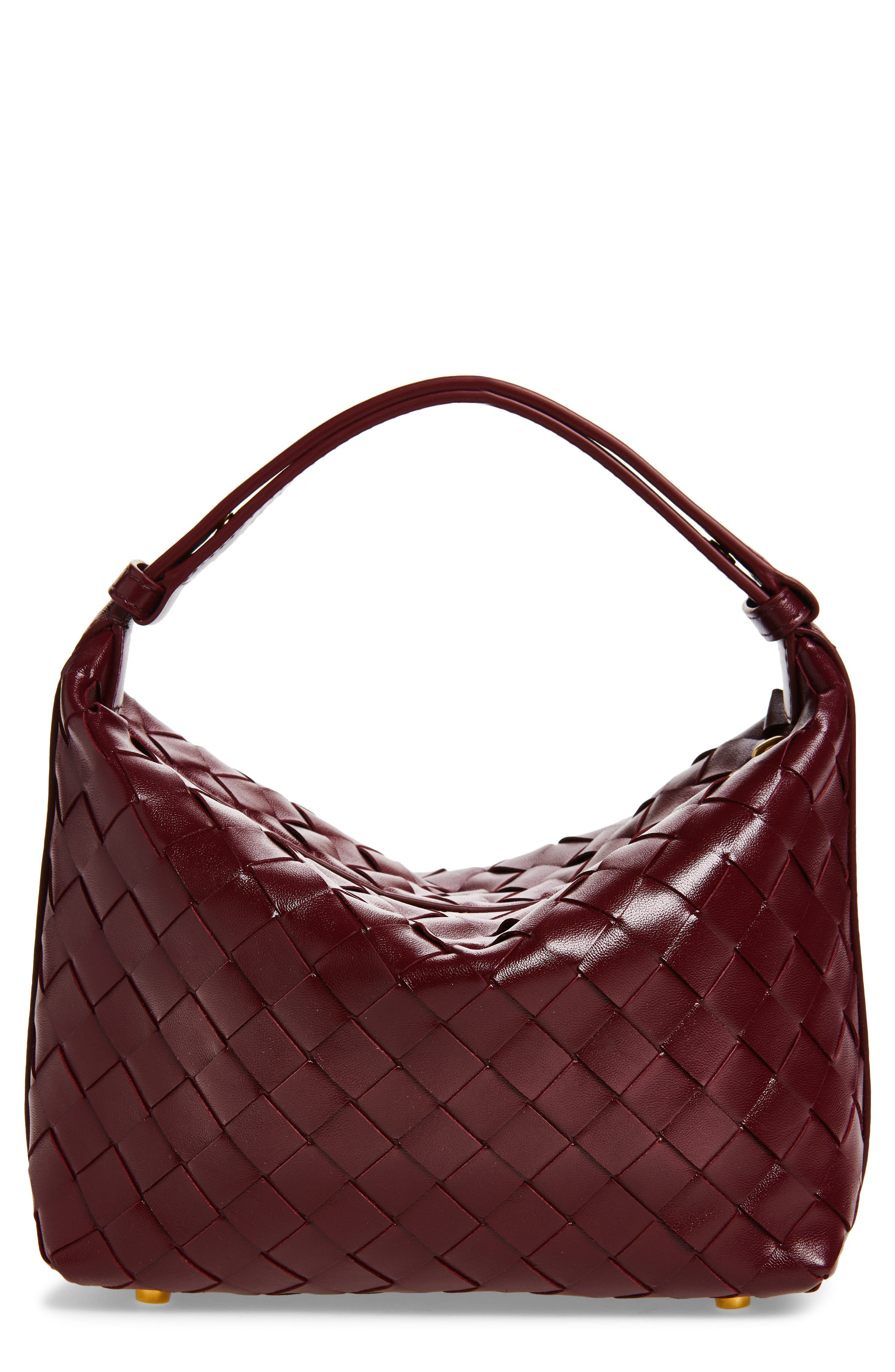 Bottega Veneta Mini Wallace Intrecciato Leather Shoulder Bag in 2247 Barolo-Gold at Nordstrom - 1