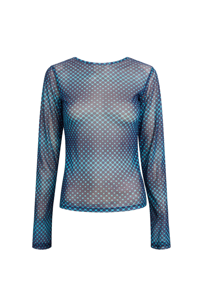 miaou LONG SLEEVE TEE - WARPED DOT COBALT outlook