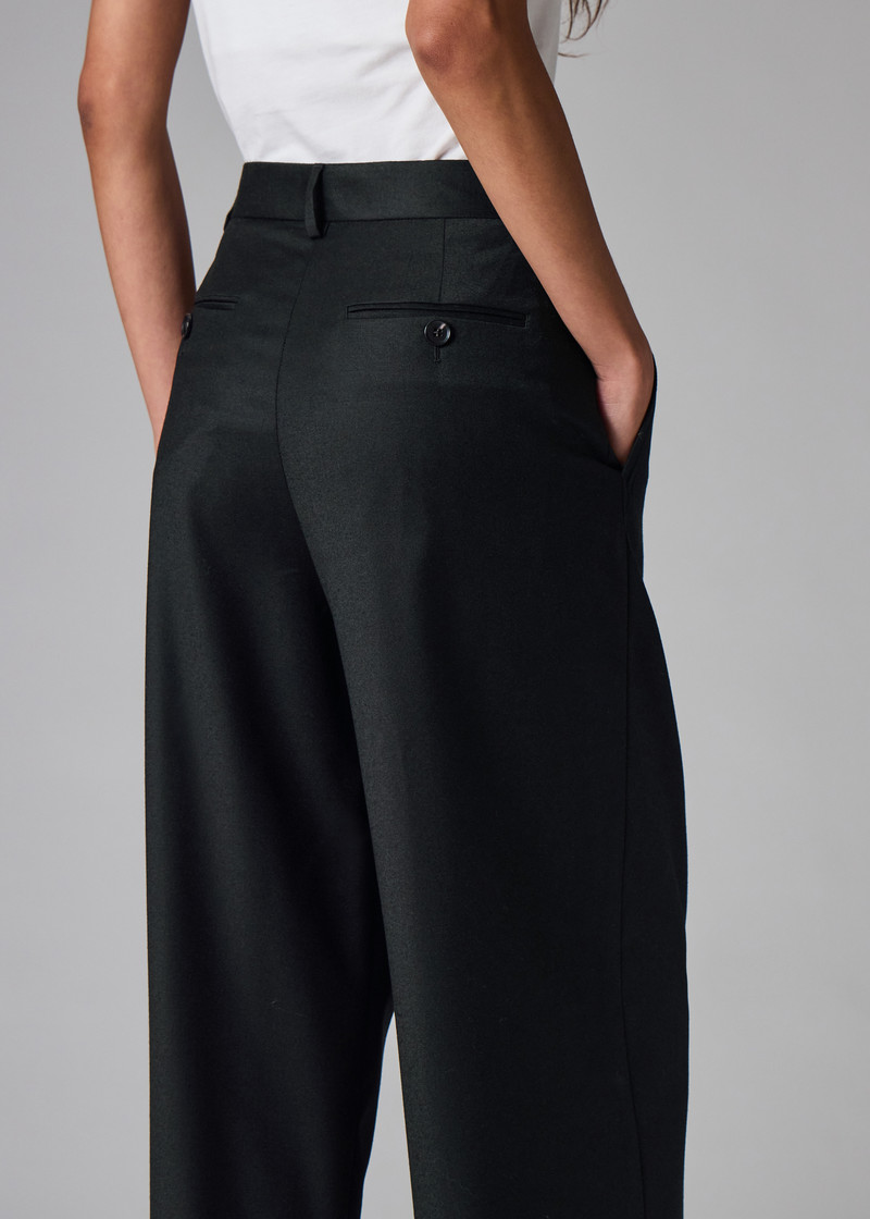 Women's Black Flannel Wide-Leg Trousers 7