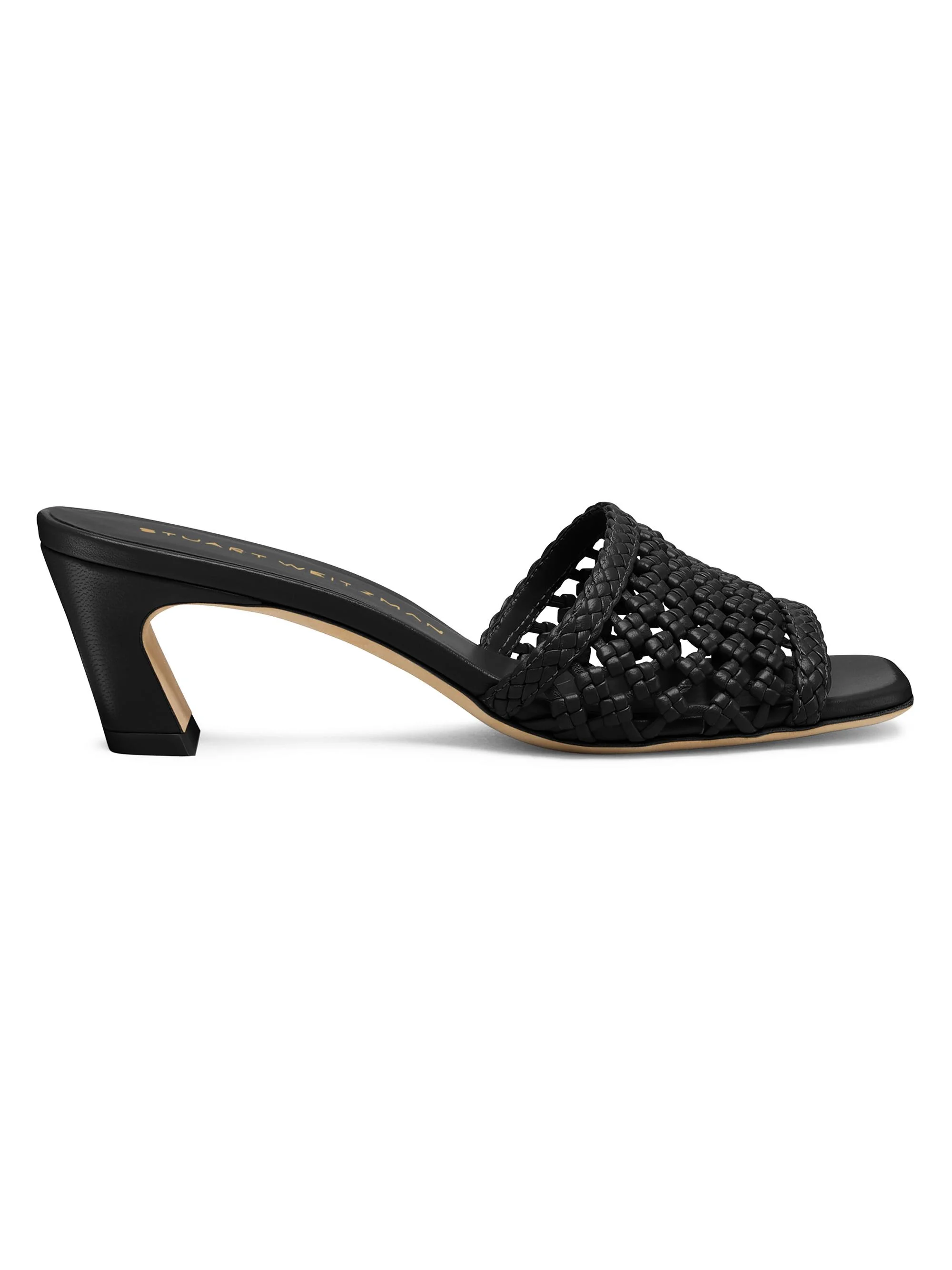 Women's Marina 50MM Woven-Leather Block-Heel Sandals - Black - 1