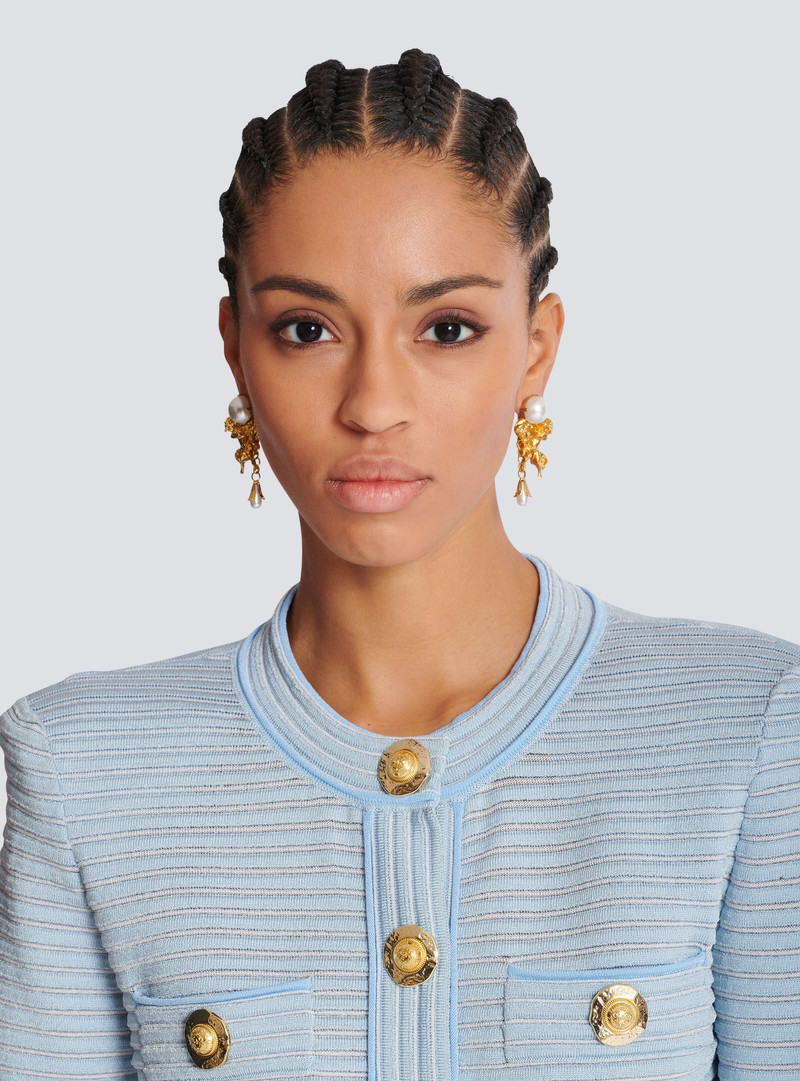 Balmain Anges baroque brass earrings outlook