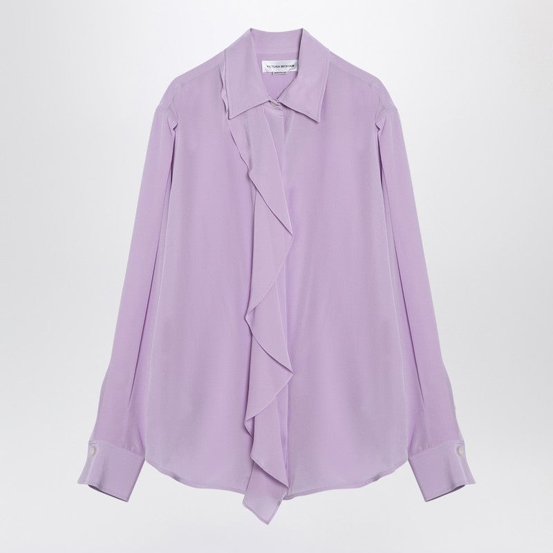 LILAC SILK SHIRT WITH RUFFLES - 1