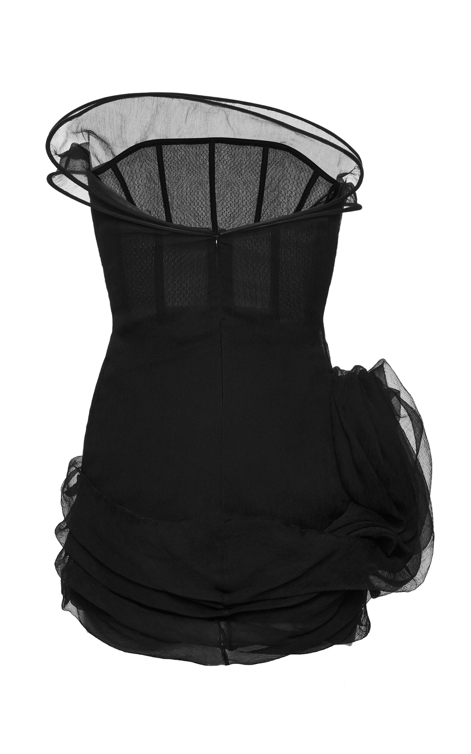 Ruffled Silk-Wool Mini Dress black - 5