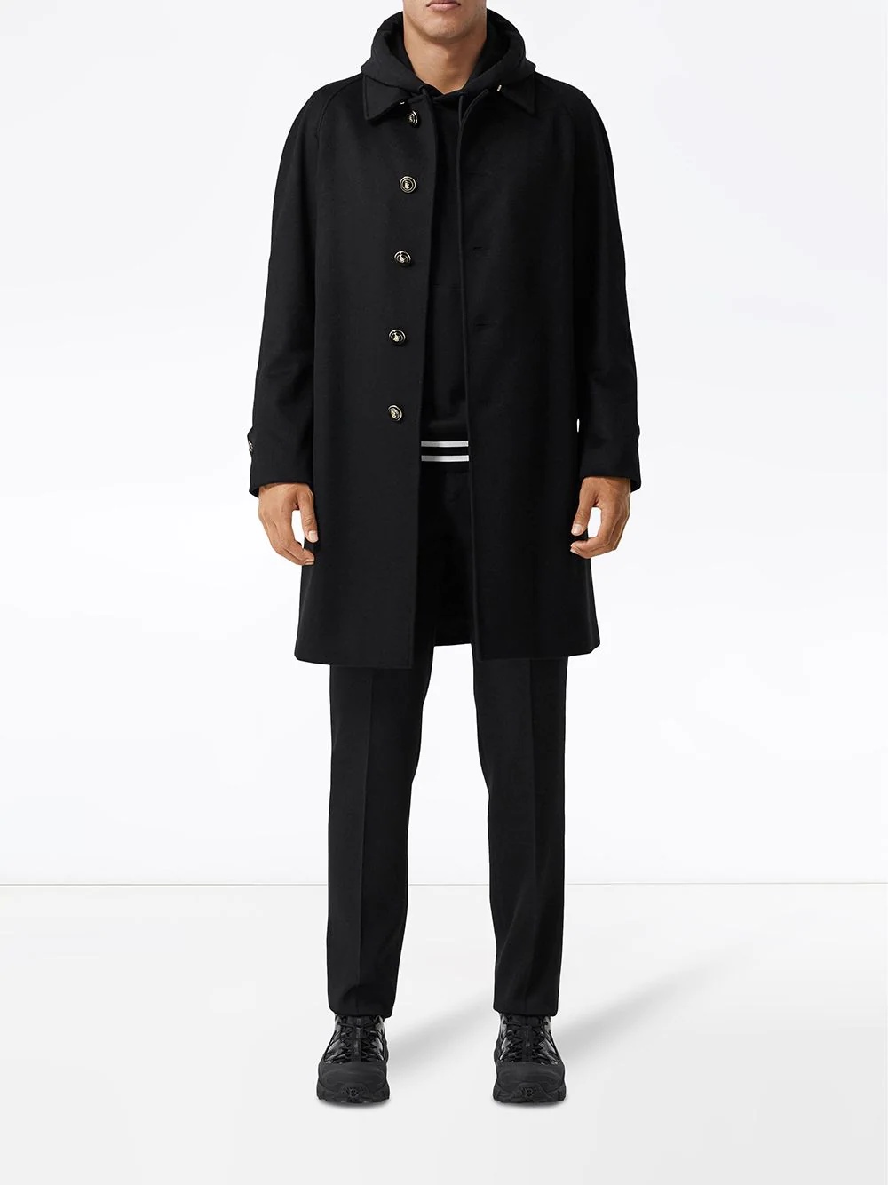 single-breasted cashmere coat  - 3