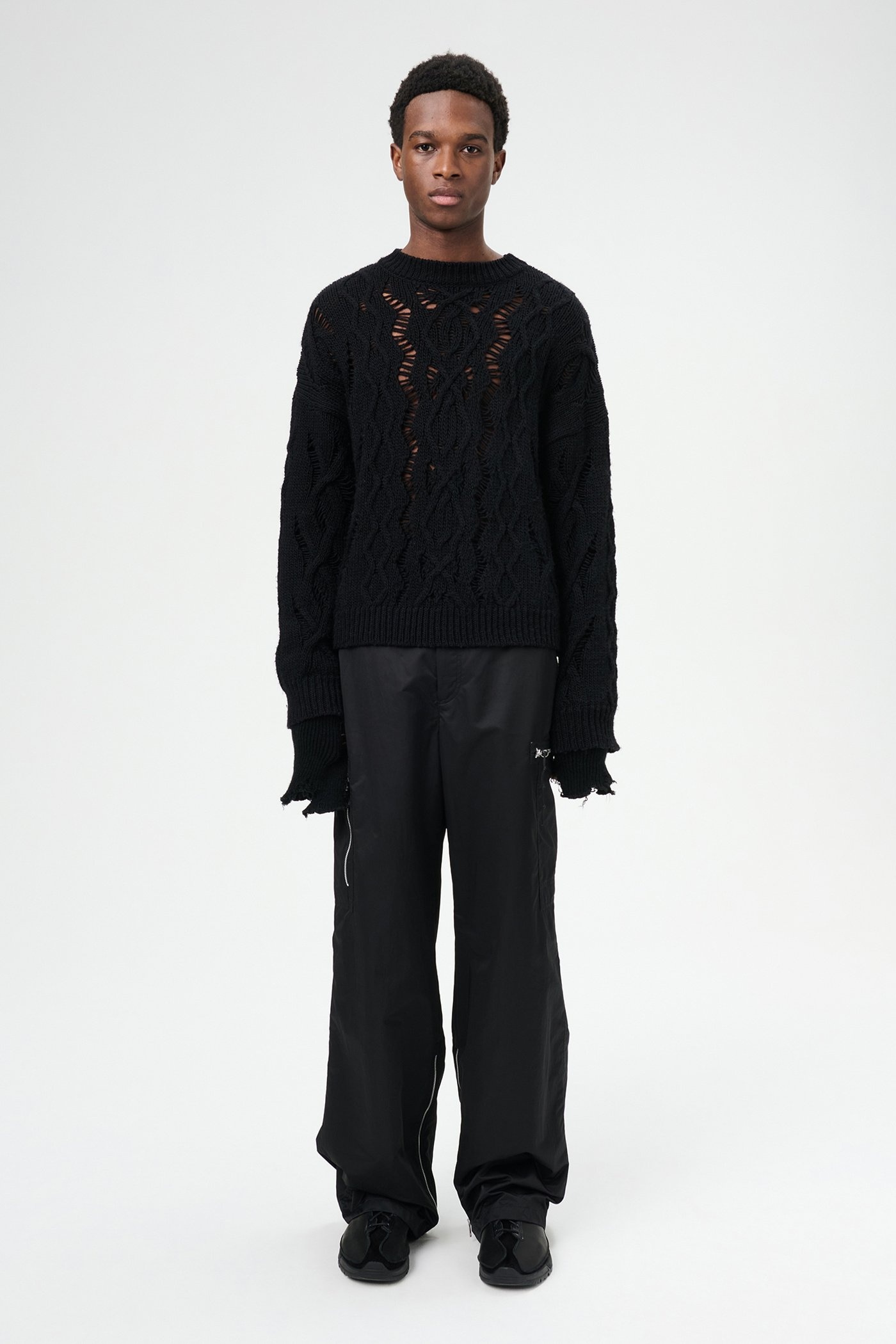 Cable Sonar Roundneck Black Fisherman Wool - 2