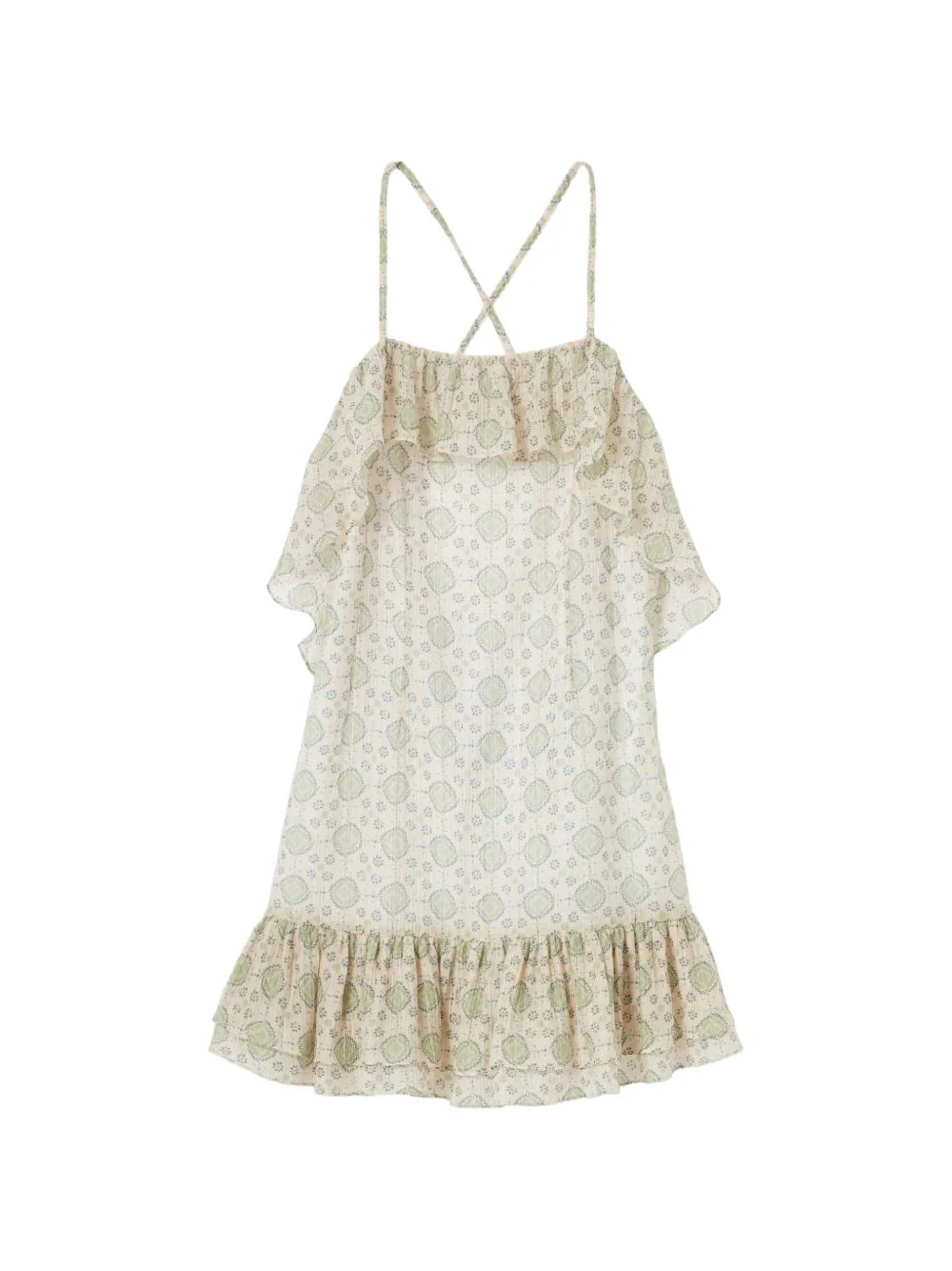 ruffled-trim printed dress - 1