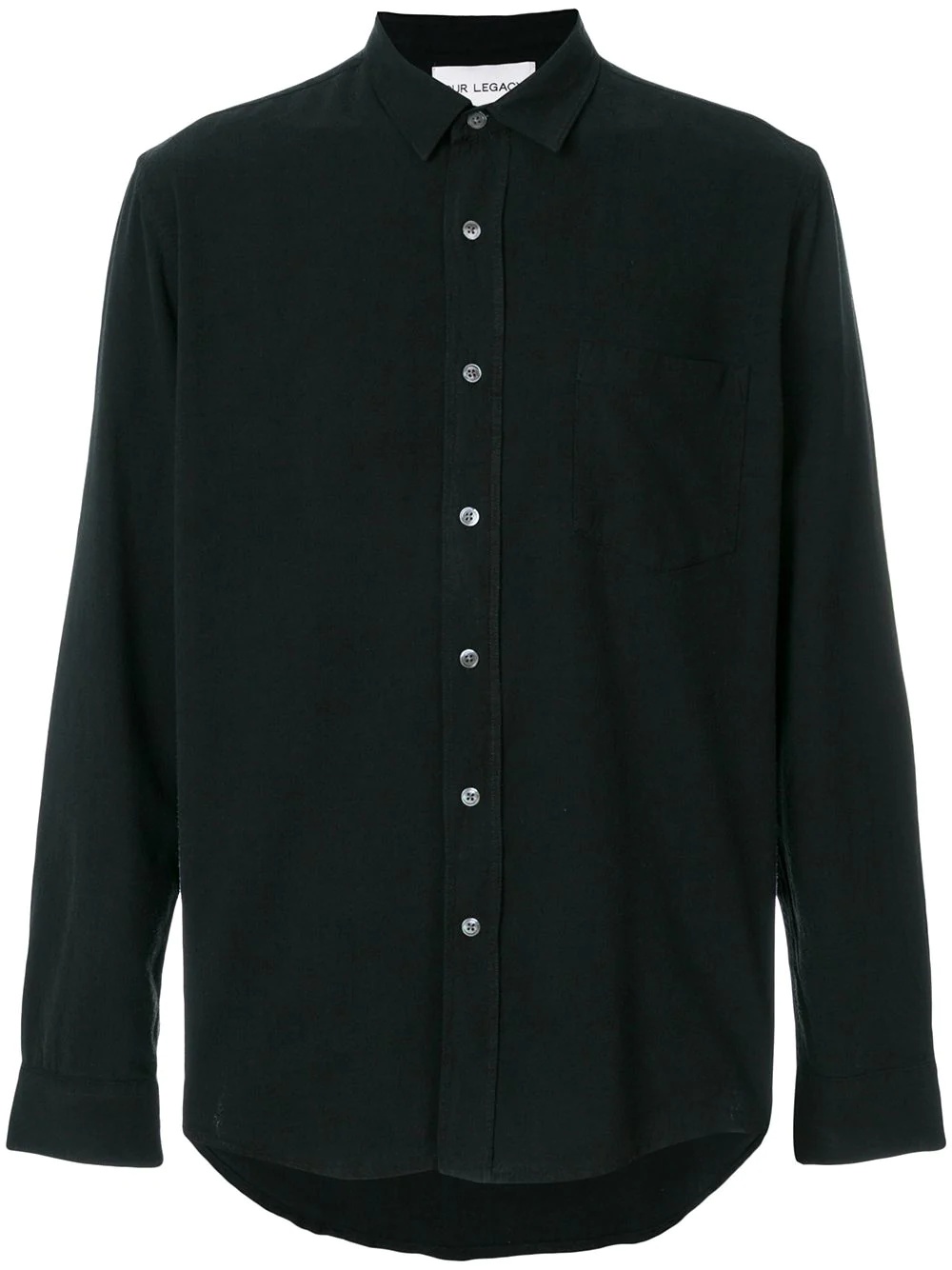 point-collar slub shirt - 1