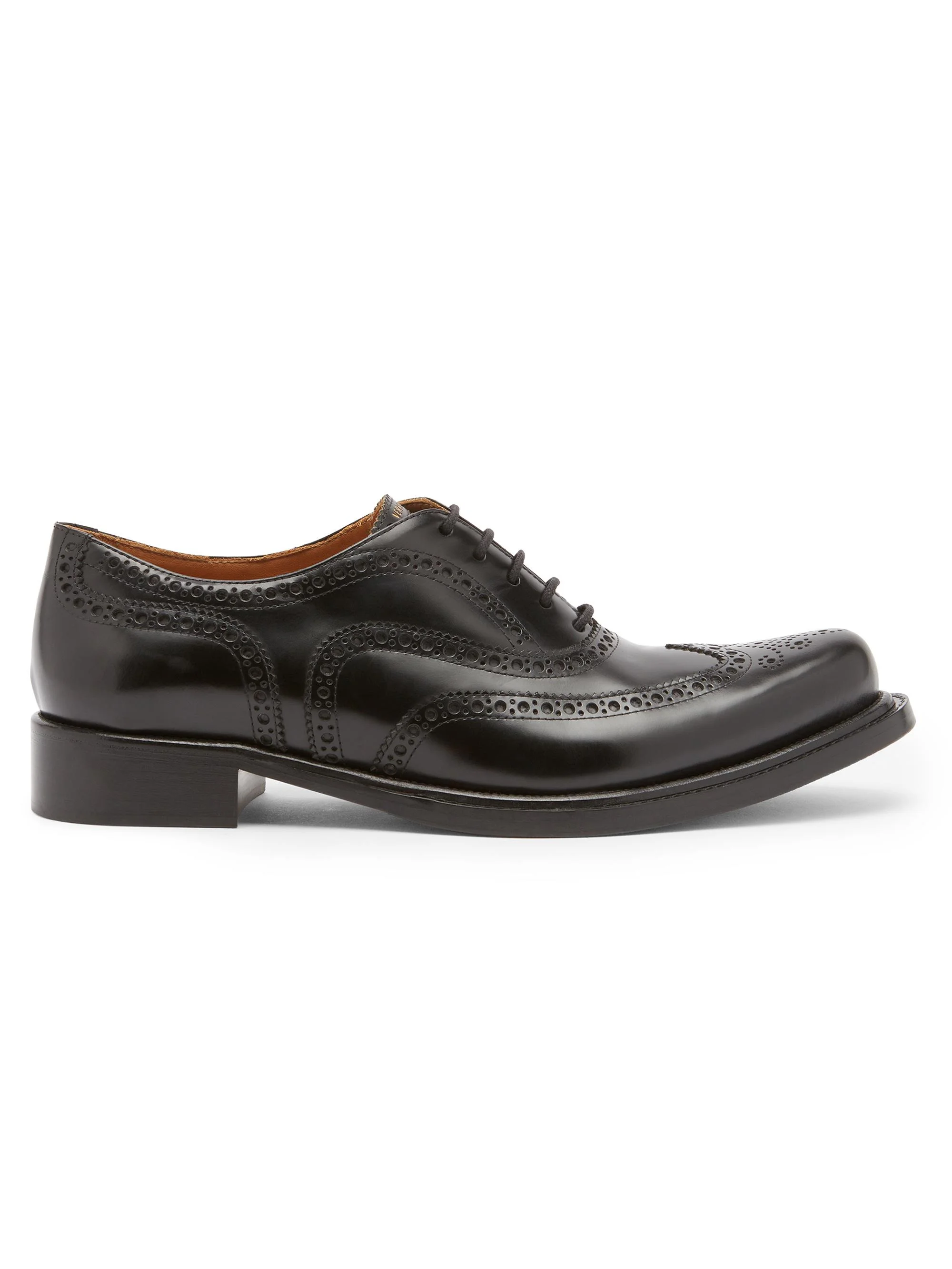 Men's Brogue Leather Oxford Loafers - Black - 1