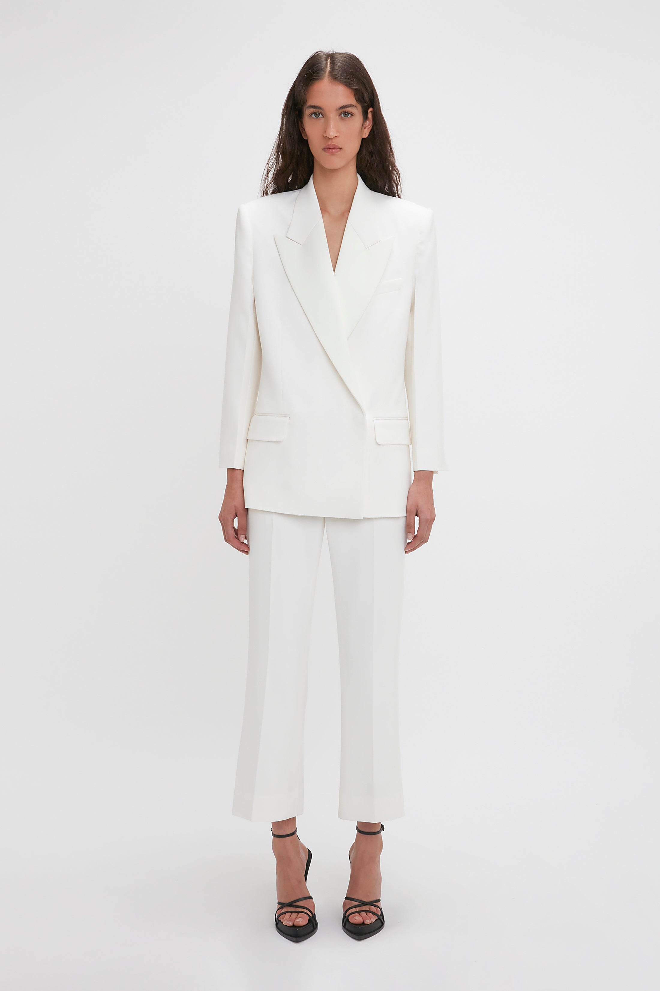 Exclusive Cropped Tuxedo Trouser In Ivory - 3