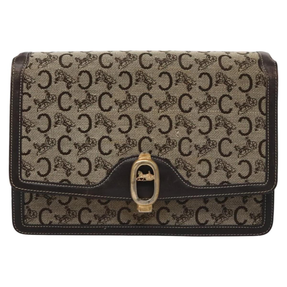 CELINE C Macadam Canvas Shoulder Bag Beige Brown - 13