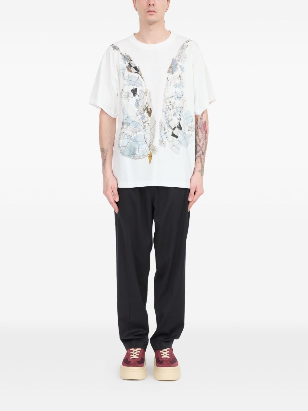 fragmented wings graphic T-shirt - 2