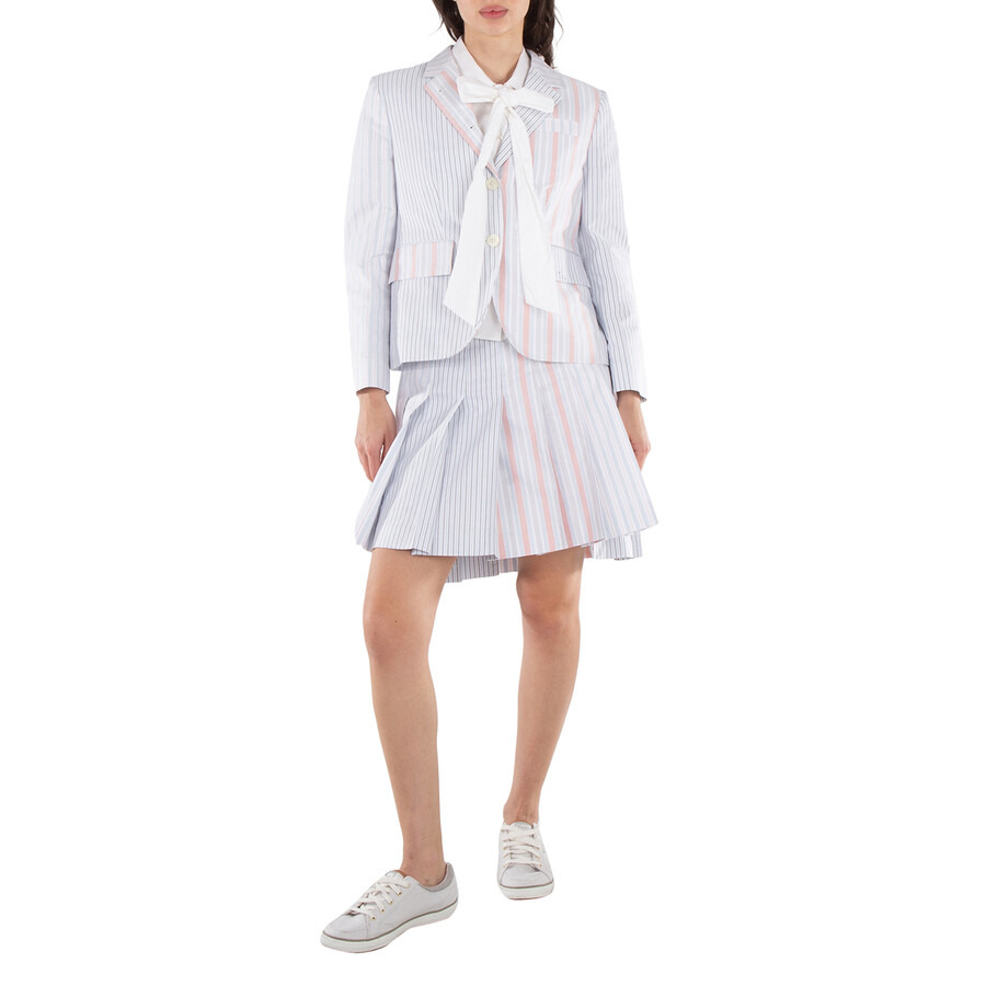 Thom Browne Ladies Patchwork Striped Cropped Blazer - 6