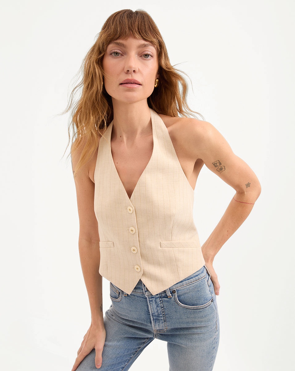 ARABELLA METALLIC PINSTRIPE VEST - 4